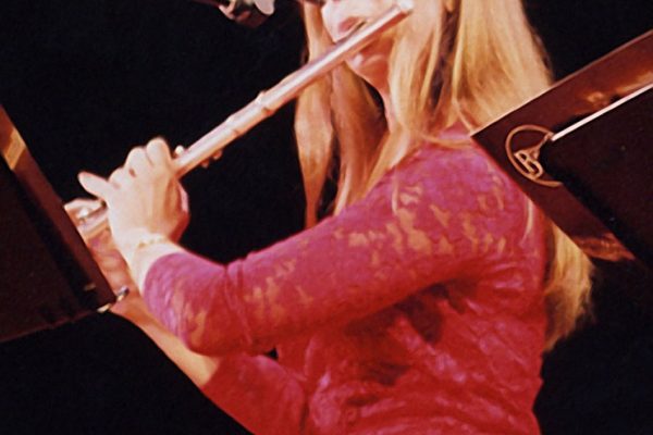 Connie Grossman on the flute at the Flushing Council on Culture and the Arts, Flushing Queens, New York July 29, 2001 (photo credit Jerry Lacay)