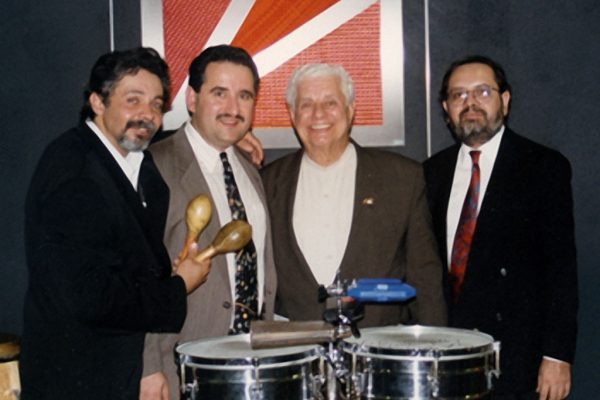 left to right: Angel Rodriguez, Demetrios Kastaris, Tito Puente, Victor Rendón,  February 2000 Architect and Designer's Building, NYC (photo credit Ito Rodriguez)