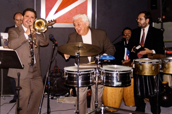 Freddy Zanella, Demetrios Kastaris, Tito Puente, Angel Rodriguez, Victor Rendón, February 2000, Architect and Designer's Building, NYC (photo credit Ito Rodriguez)