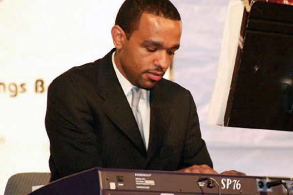 Pianist Wesley Reynoso , June 16, 2003, Seuffert Bandshell, Woodhaven Queens, New York (photo credit Jerry Lacay)