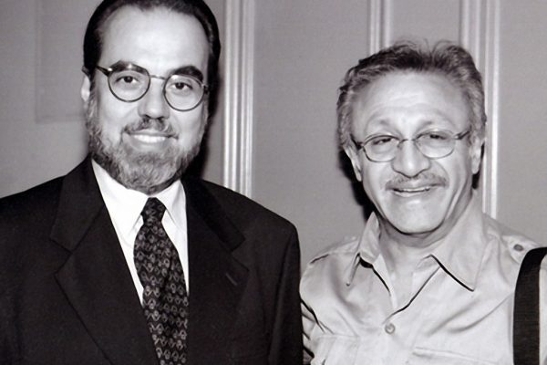 Singer Chico Alvarez and pianist Edy Martinez backstage at the Flushing Council on Culture and the Arts, Flushing Queens, New York July 29, 2001 (photo credit Jerry Lacay)