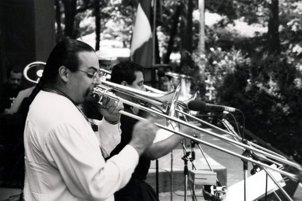 Steve Turre, Demetrios Kastaris, June 26, 1993, Seuffert Bandshell, Woodhaven Queens, New York (photo credit Kathy Izzo)