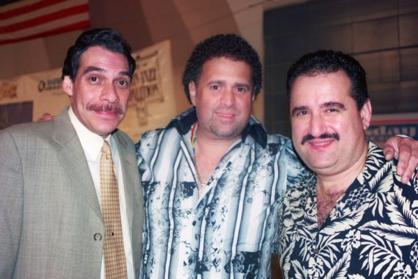 Dave Valentin, Alfredo de la Fé, Demetrios Kastaris, June 16, 2003, Homenaje a Mongo Santamaría Concert, Seuffert Bandshell, Woodhaven Queens, New York, Photo credit: Jerry Lacay.