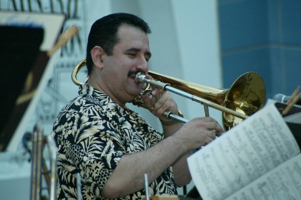 Demetrios, June 16, 2003, Homenaje a Mongo Santamaría Concert, Seuffert Bandshell, Woodhaven Queens, New York, Photo credit: Jerry Lacay.