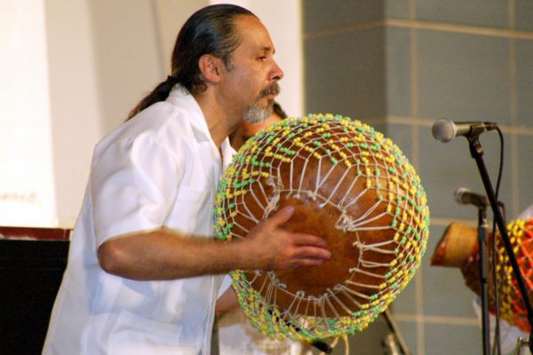 Angel Rodriguez - shekeres "Homenaje a Mongo Santamaria" (Homage to Mongo Santamaria) Concert, June 16, 2003, Seuffert Bandshell, Woodhaven Queens, New York (photo credit Jerry Lacay)