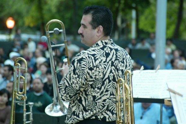 Demetrios, June 16, 2003, Homenaje a Mongo Santamaría Concert, Seuffert Bandshell, Woodhaven Queens, New York, Photo credit: Jerry Lacay
