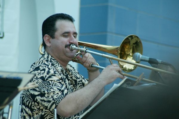 Demetrios, June 16, 2003, Homenaje a Mongo Santamaría Concert, Seuffert Bandshell, Woodhaven Queens, New York, Photo credit: Jerry Lacay.