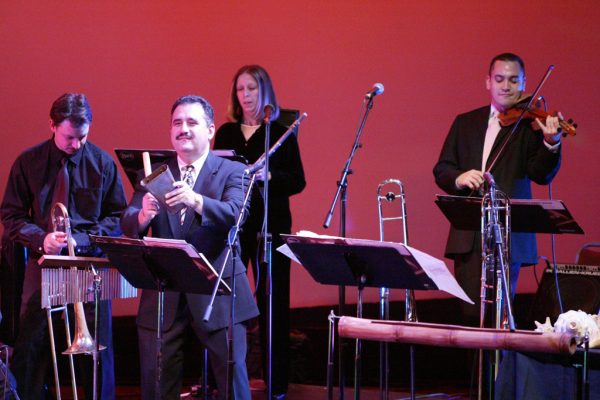 Noah Bless, Demetrios, Connie Grossman, Alí Bello, Queens Theatre in the Park, Flushing New York, December 17, 2004, photo credit Jerry Lacay.