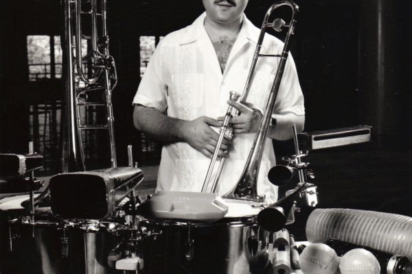 Demetrios Kastaris just before performing with the Latin Jazz Coalition at York College, Jamaica Queens, New York, March 1990, photo credit Glenn Reinhart.