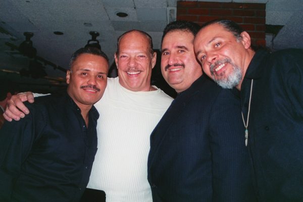 Chembo Corniel, the famous Larry Harlow (El Judío Maravilloso), Demetrios Kastaris, Angel Rodriguez at Vicki Vicki Solá’s WFDU Radio Station’s Fundraiser Concert.