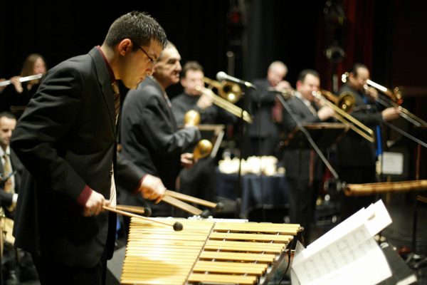 Jazz virtuoso vibraphonist Christos Rafalides, Queens Theatre in the Park, Flushing New York, December 17, 2004, photo credit Jerry Lacay.