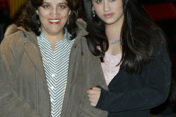 First lady of the Latin Jazz Coalition Hilda Kastaris with daughter Kathryn Kastaris, Queens Theatre in the Park, Flushing New York, December 17, 2004, photo credit Jerry Lacay.